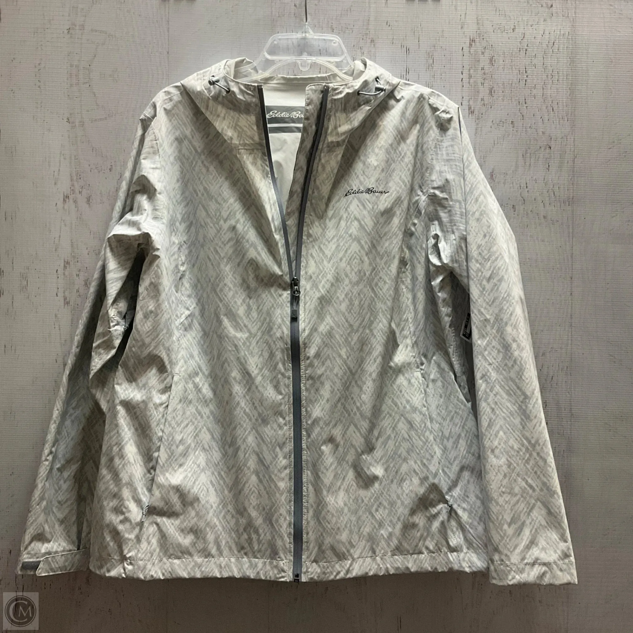 Athletic Jacket By Eddie Bauer In Grey & White, Size: Xl