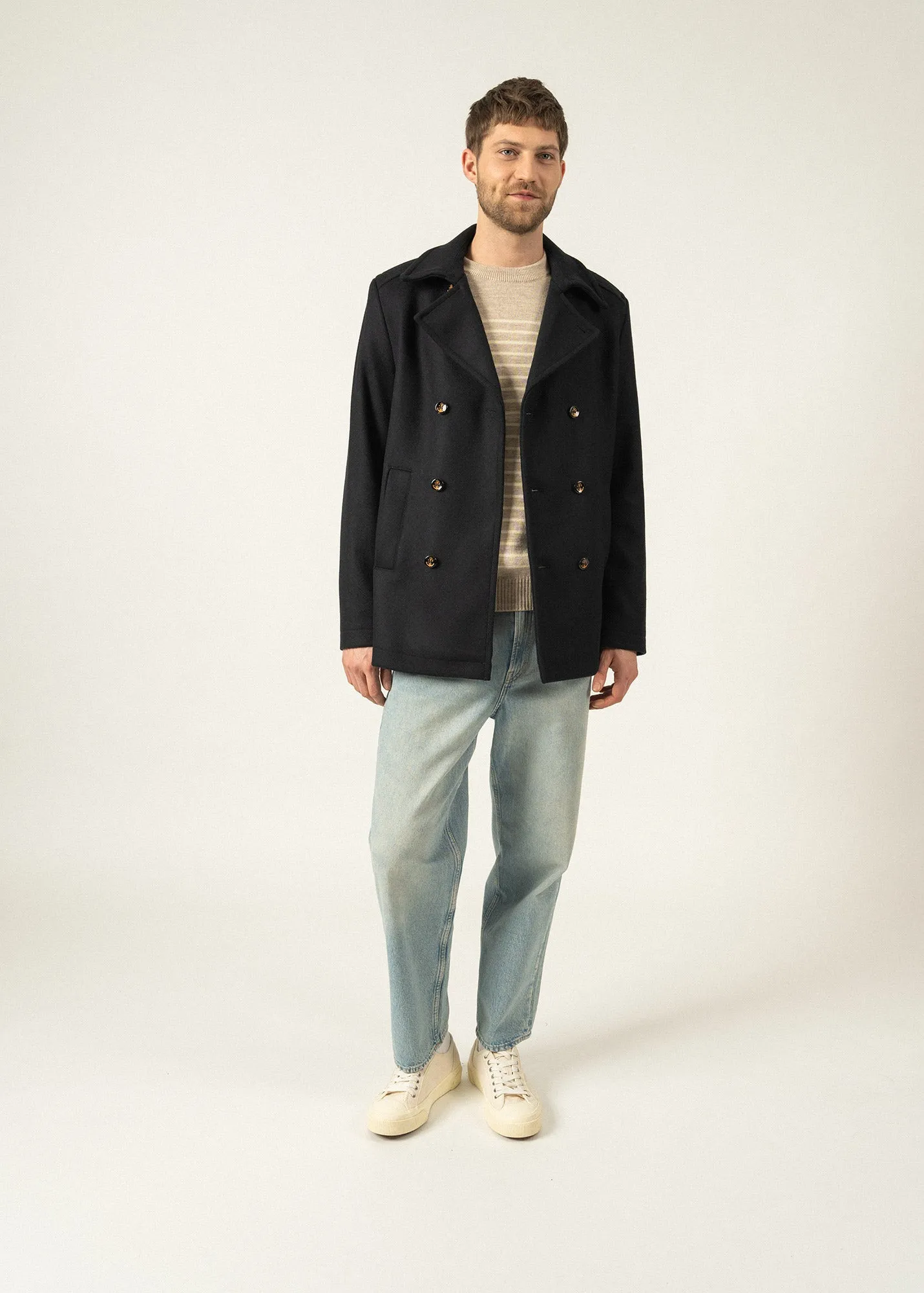 Caban St Hilaire - en drap de laine (NAVY)