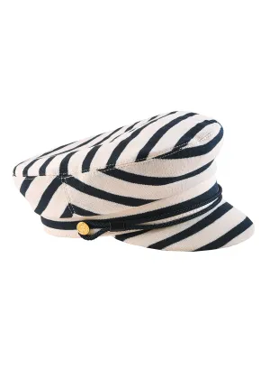 Casquette de Marin SAINT JAMES - en jersey de coton ray (ECRU/MARINE)