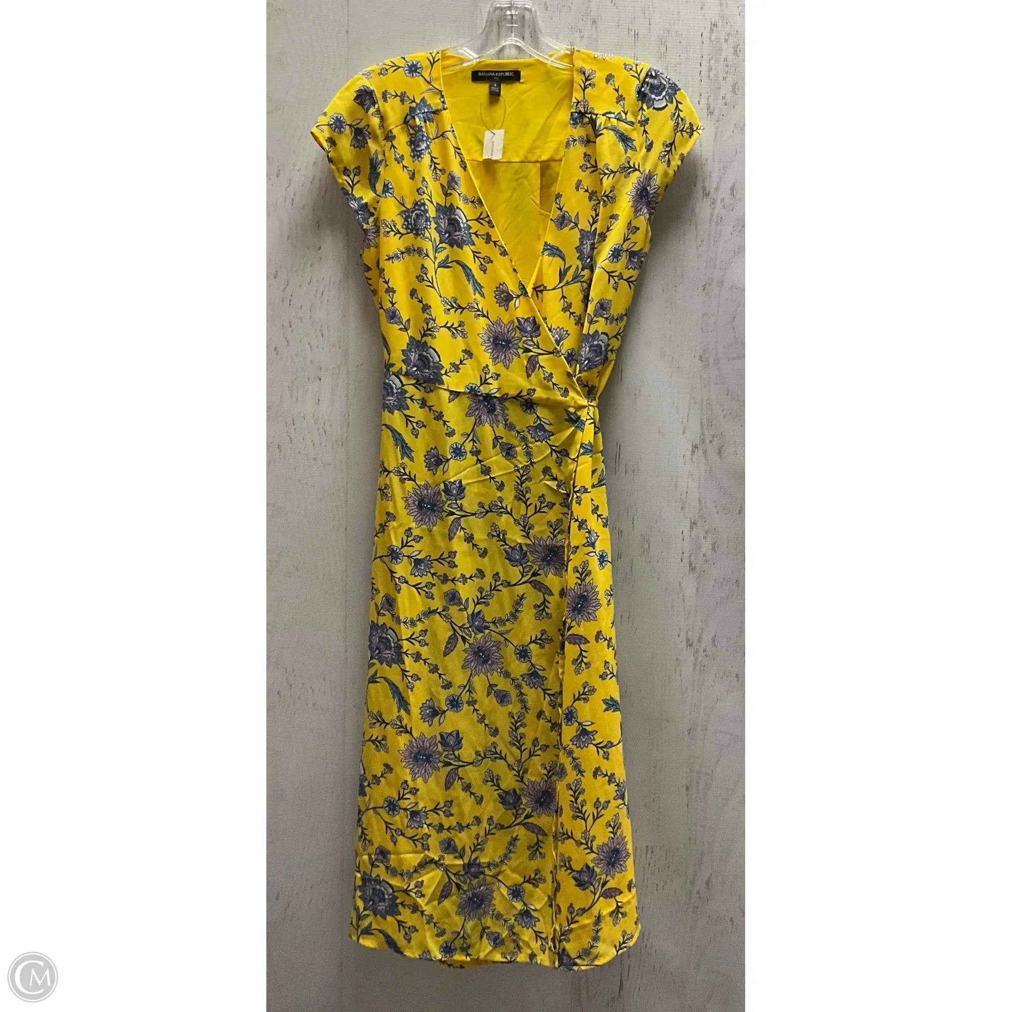 Dress Casual Midi By Banana Republic In Yellow, Size: 4