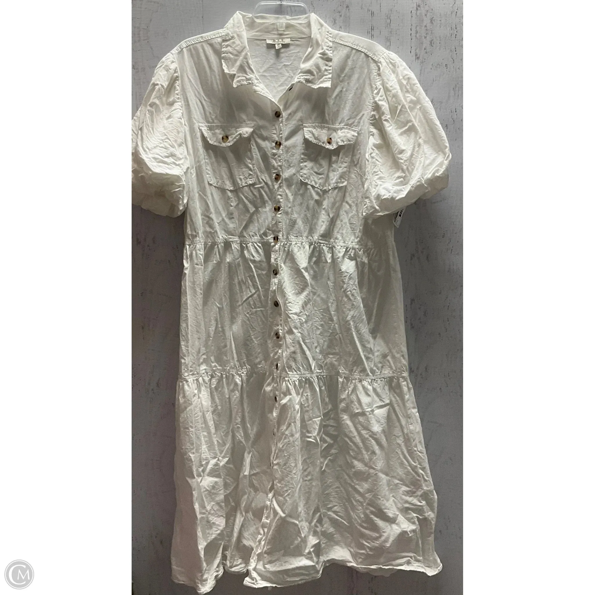 Dress Casual Midi By Mph In White, Size: 1x