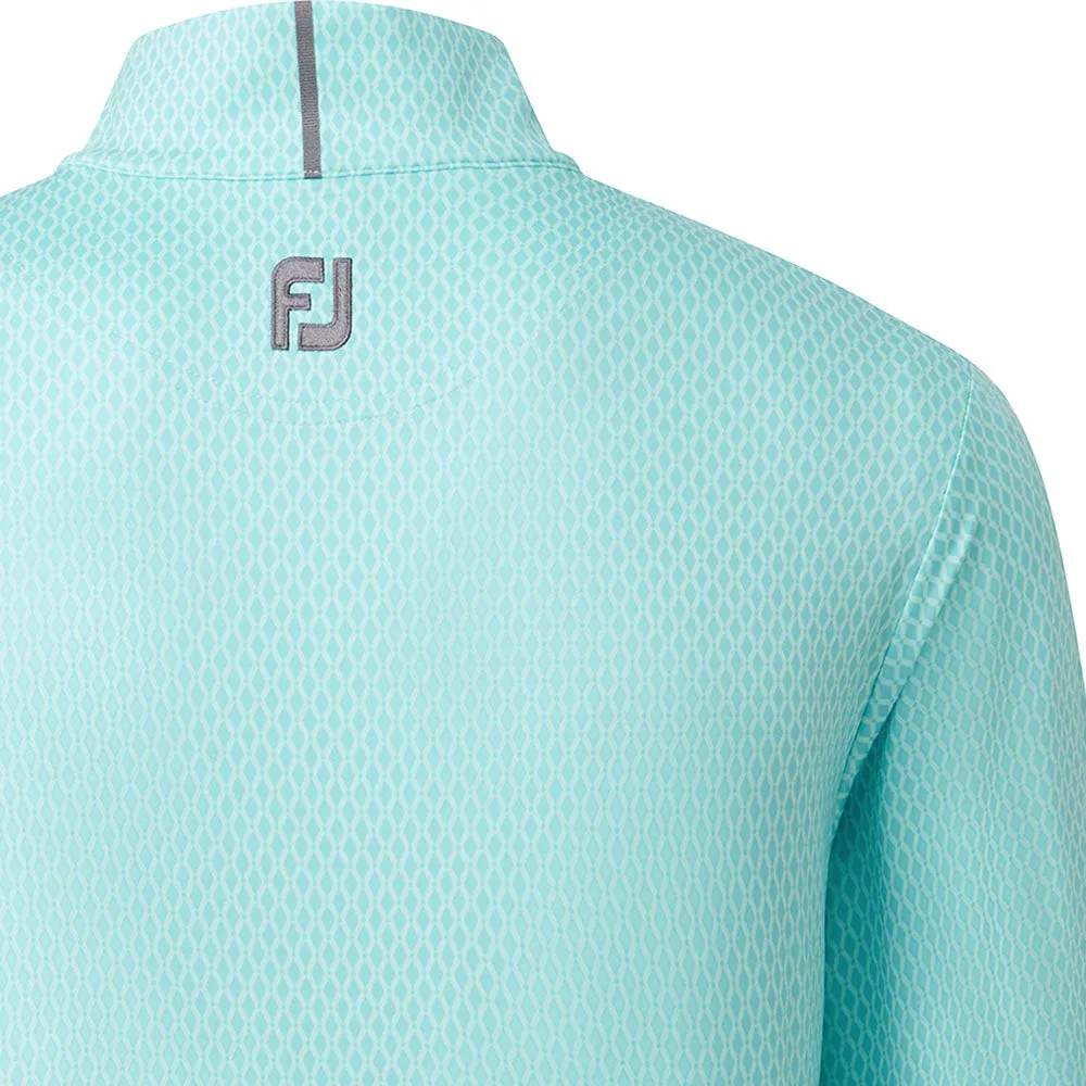 FootJoy Tonal Print Knit Chill-Out 1/2 Zip Pullover - Aqua Surf