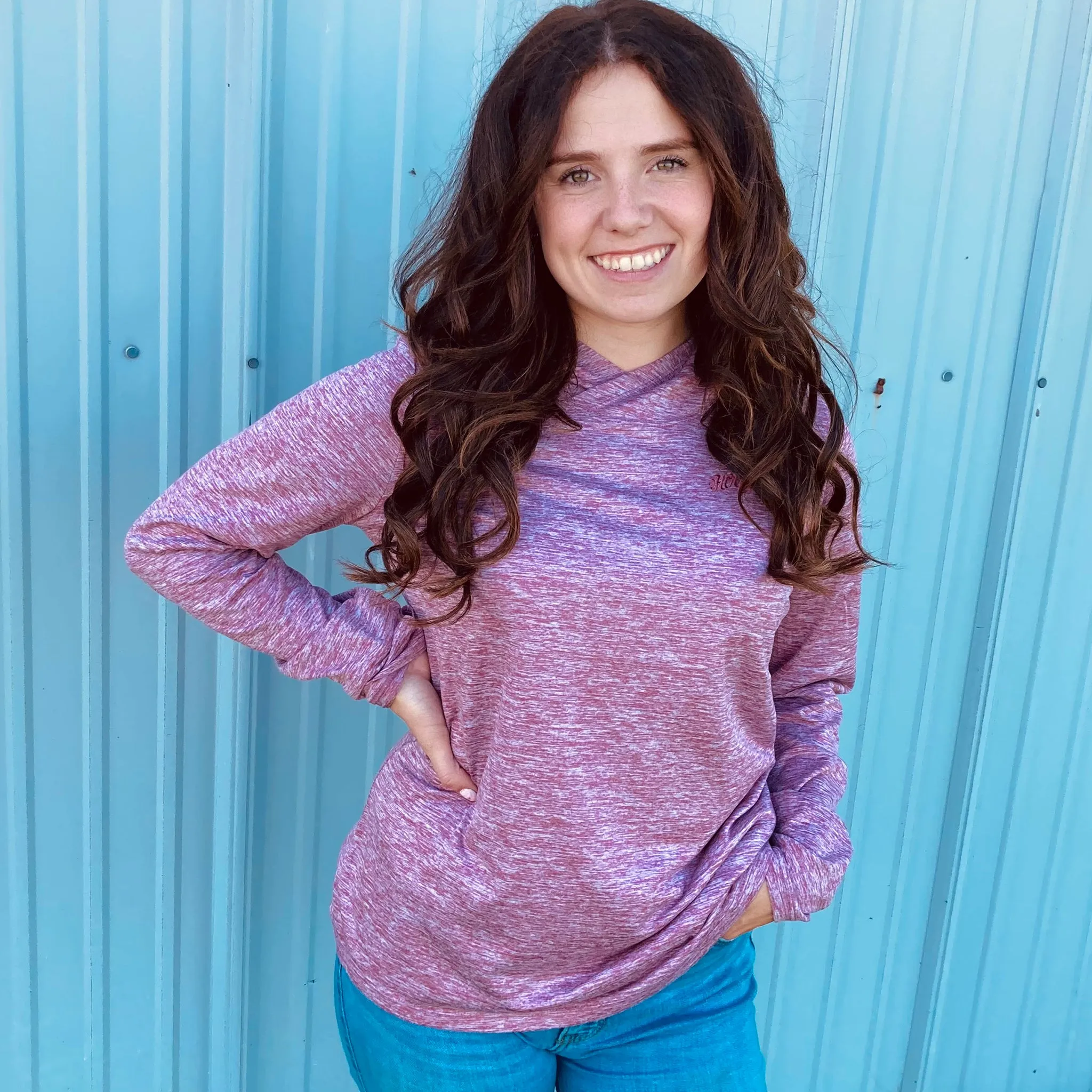 Hooey Women's Light Weight Pull-Over Hoodie-Maroon