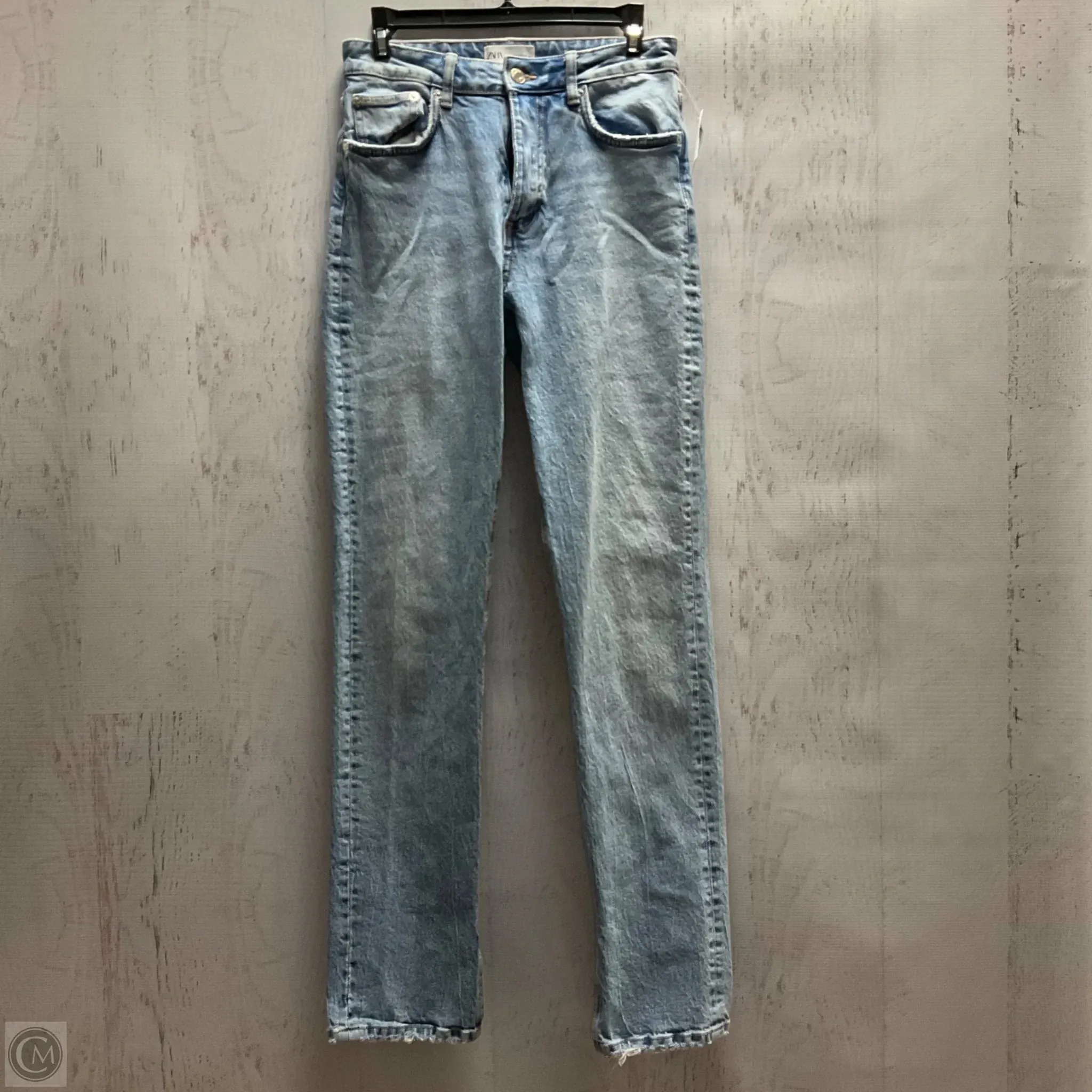 Jeans Straight By Zara In Blue Denim, Size: 4