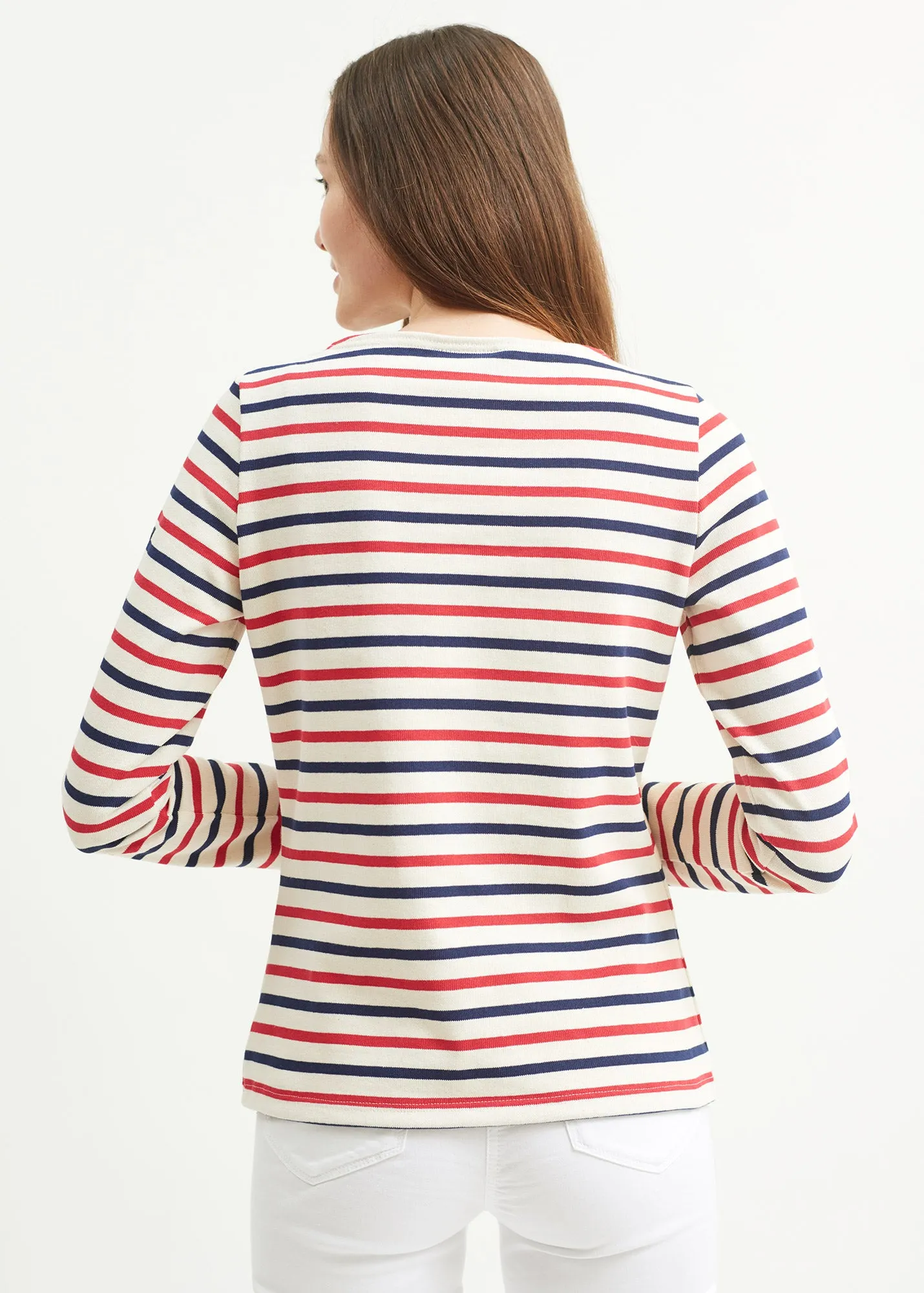 Marinire tricolore Mridame - en coton pais (ECRU/MARINE/TULIPE)