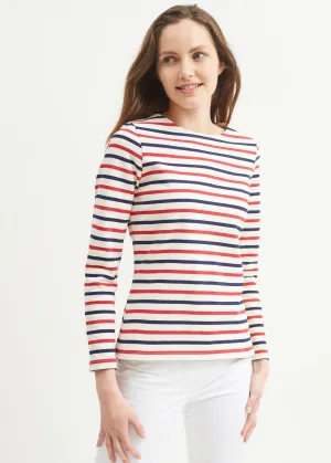 Marinire tricolore Mridame - en coton pais (ECRU/MARINE/TULIPE)