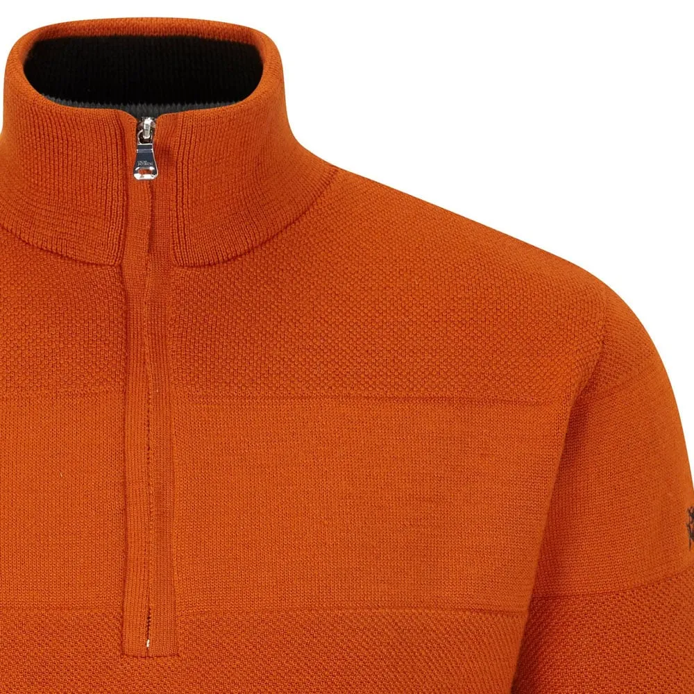 Oscar Jacobson Anders Lined 1/2 Zip Sweater - Orange Rust
