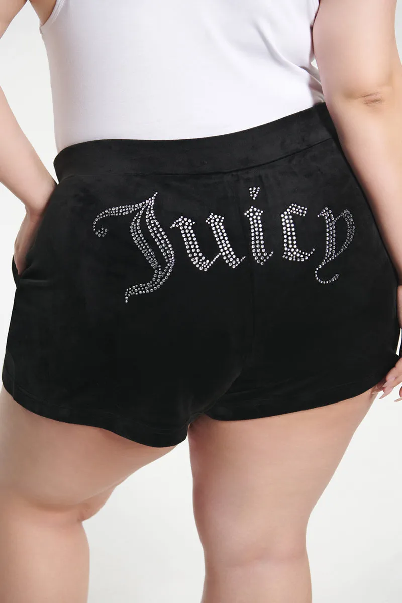 Plus-Size Big Bling Velour Shorts Juicy Couture