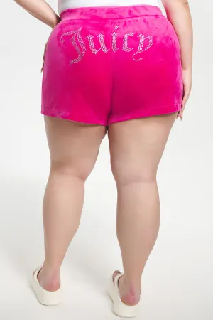 Plus-Size Big Bling Velour Shorts Juicy Couture