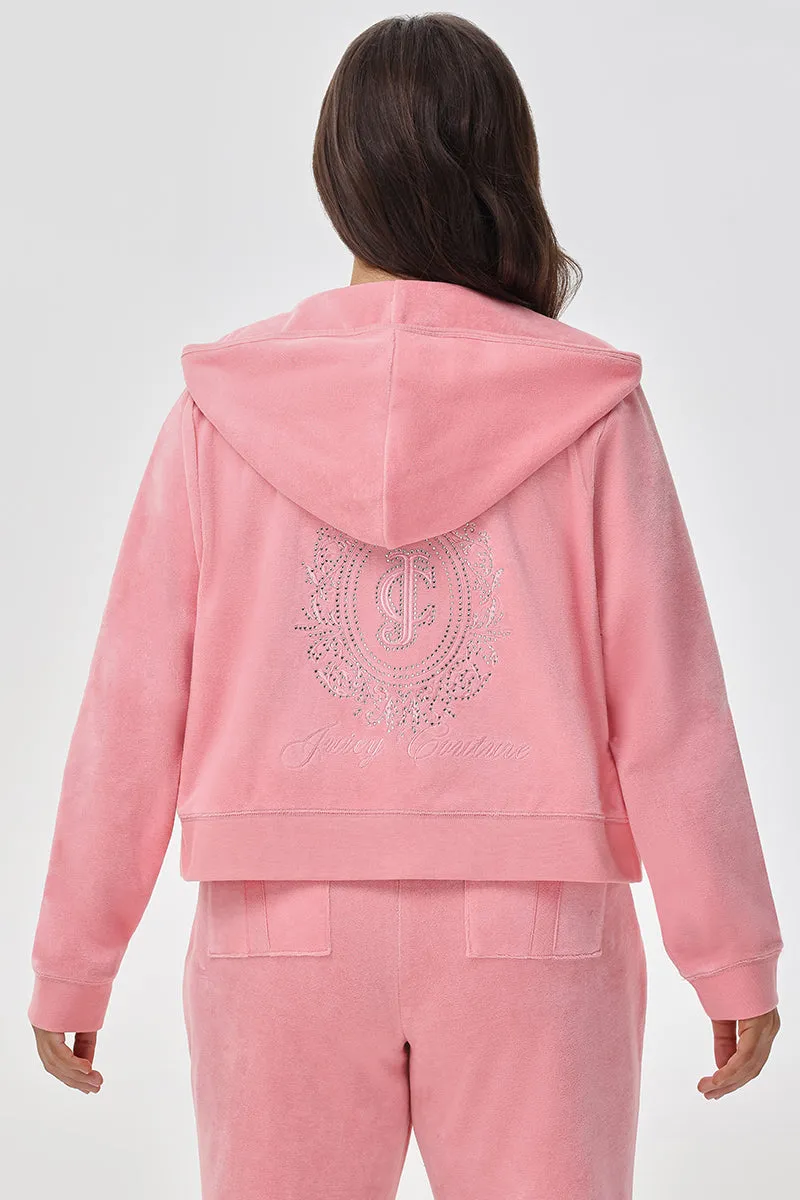 Plus-Size Crown Heritage Cotton Velour Hoodie Juicy Couture
