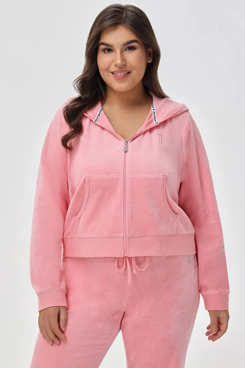 Plus-Size Crown Heritage Cotton Velour Hoodie Juicy Couture