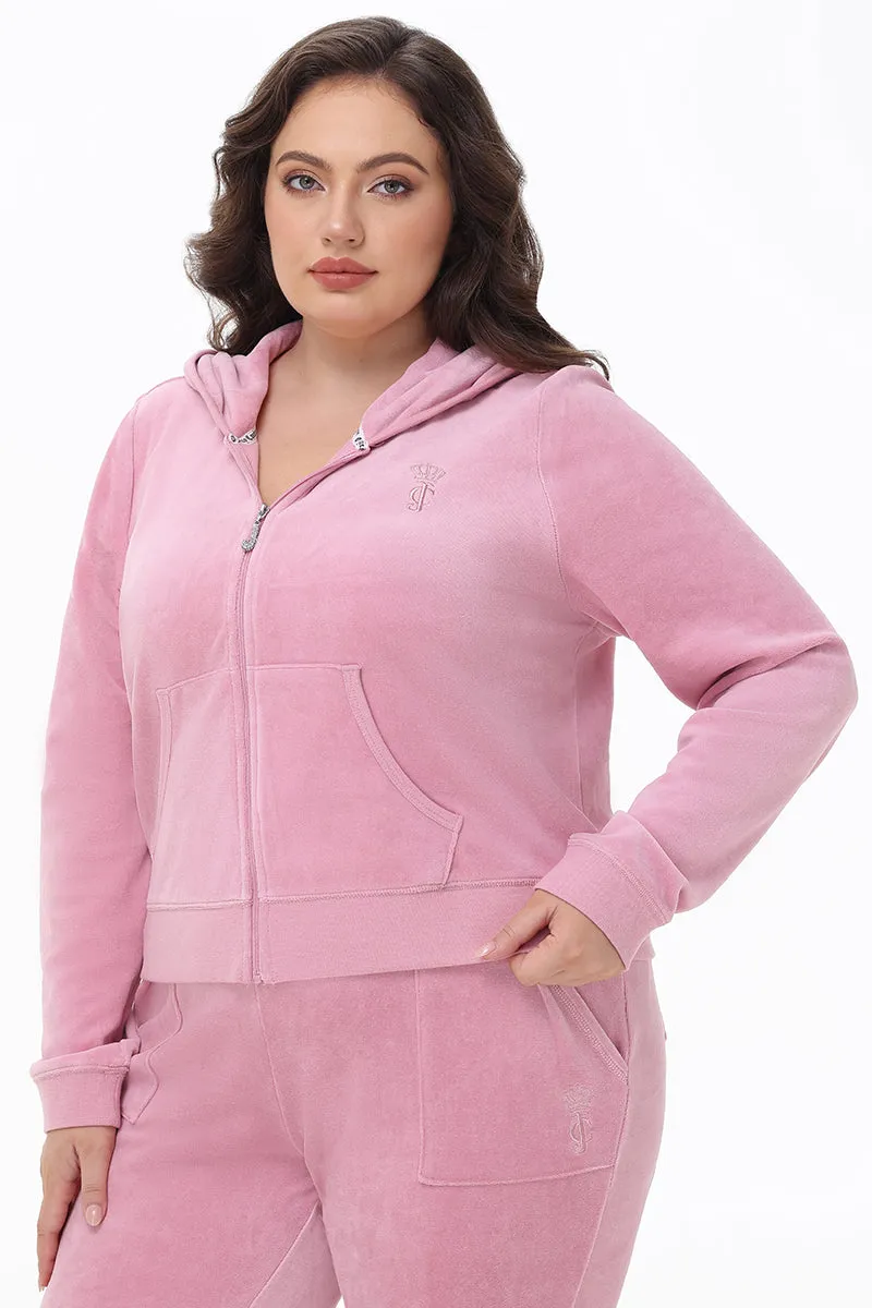 Plus-Size Heritage Cotton Velour Hoodie Juicy Couture