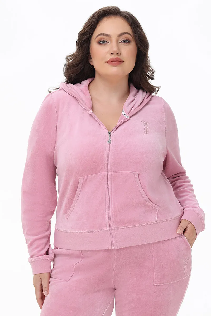 Plus-Size Heritage Cotton Velour Hoodie Juicy Couture