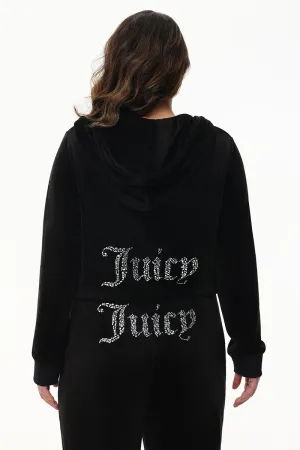 Plus-Size Mixed Crystals Velour Hoodie Juicy Couture
