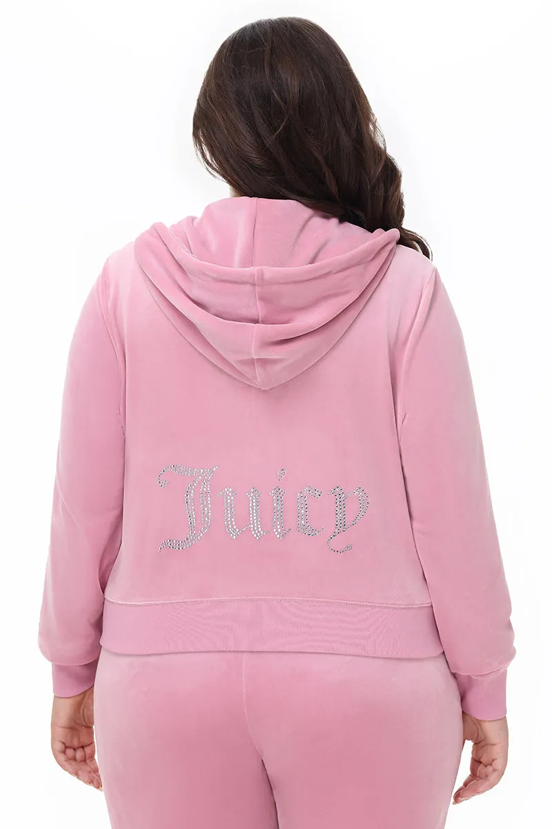 Plus-Size OG Big Bling Velour Hoodie Juicy Couture
