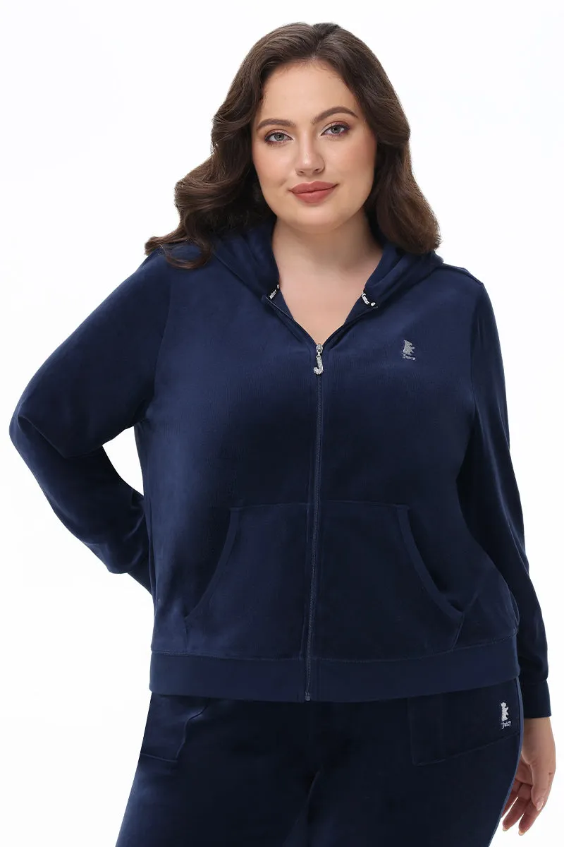 Plus-Size Scottie Cotton Velour Hoodie Juicy Couture