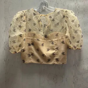 Top 3/4 Sleeve By Zara In Black & Tan, Size:M