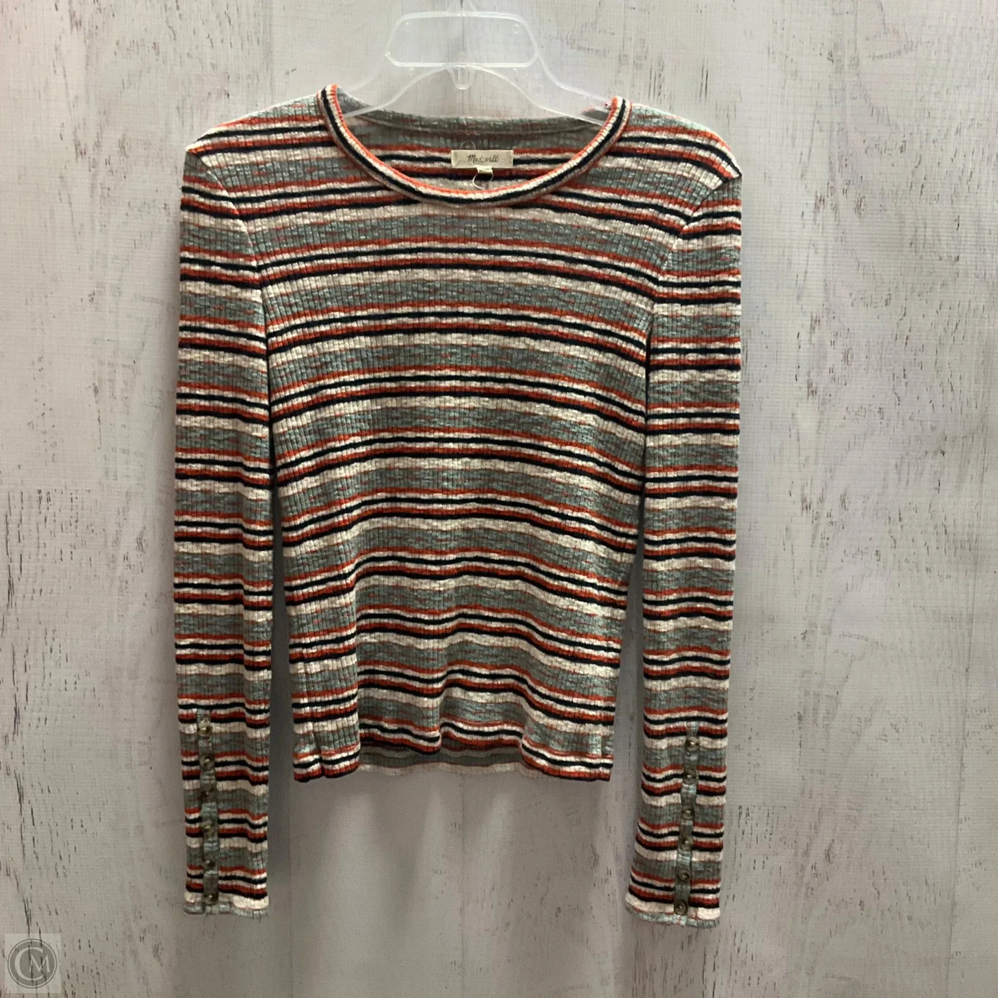 Top Long Sleeve By Madewell In Striped Pattern, Size: Xs