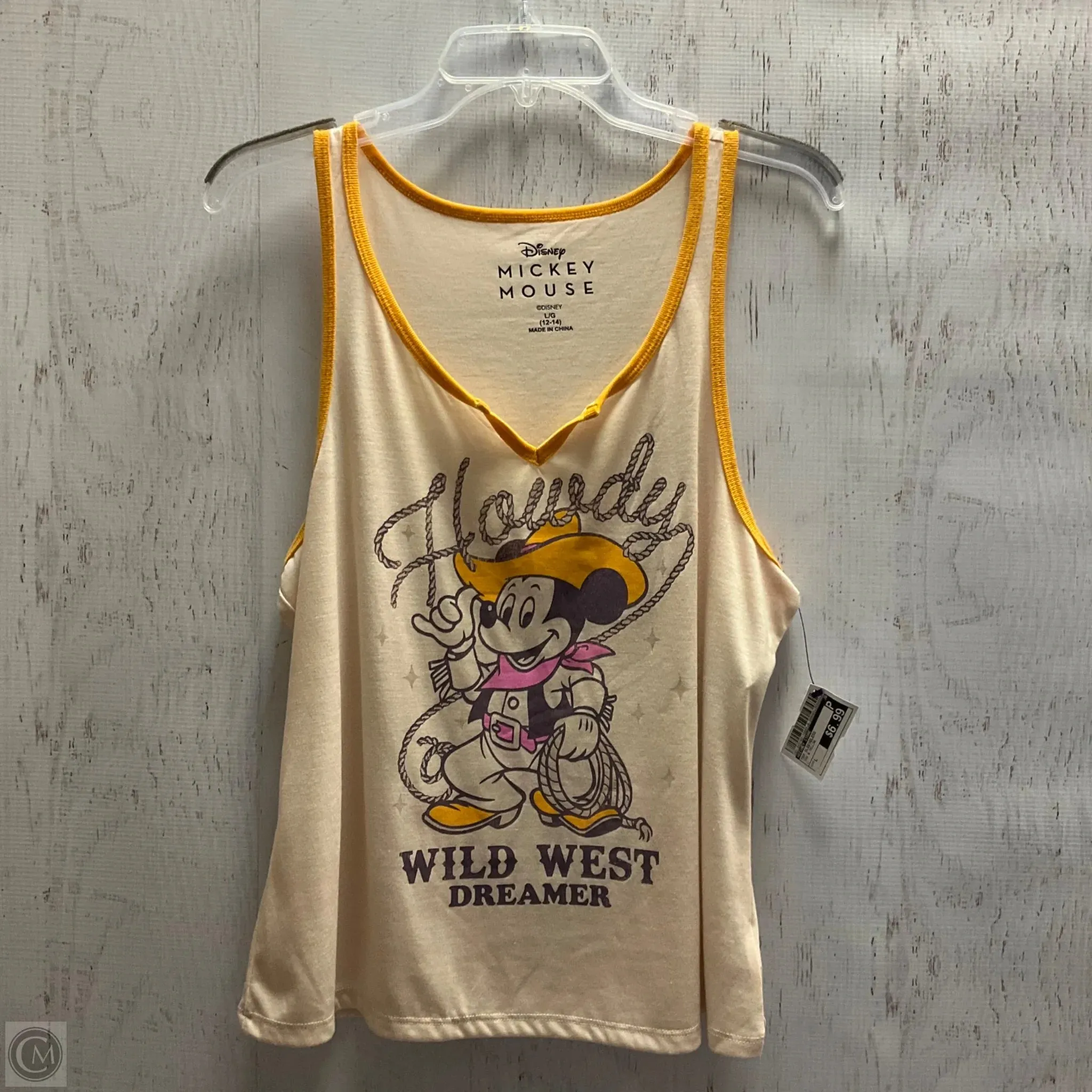 Top Sleeveless By Disney Store In Tan & Yellow, Size: L
