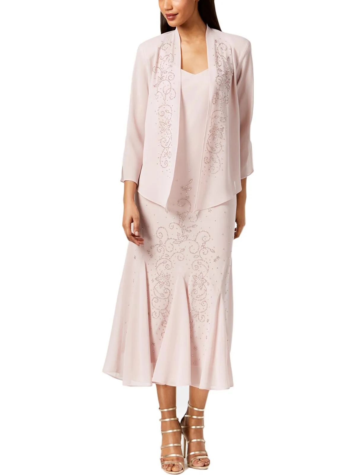 Womens Chiffon Sleeveless Dress With Jacket