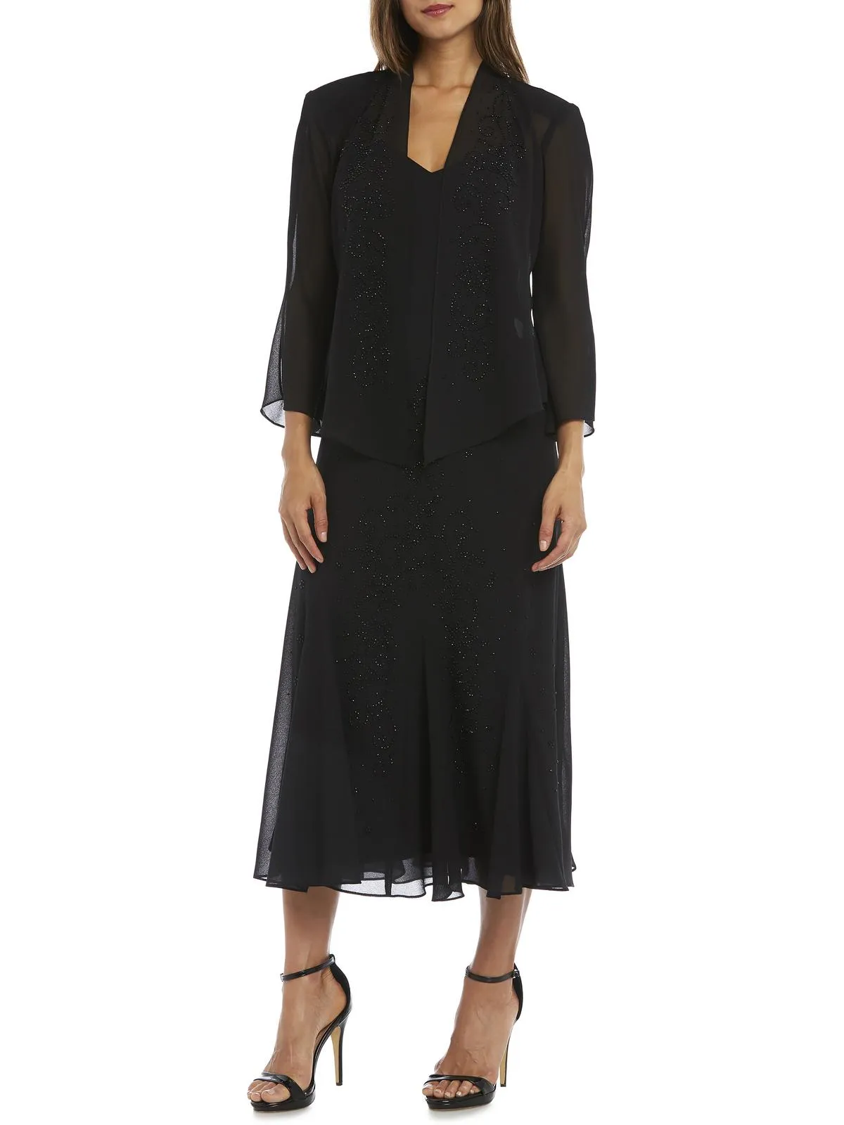 Womens Chiffon Sleeveless Dress With Jacket