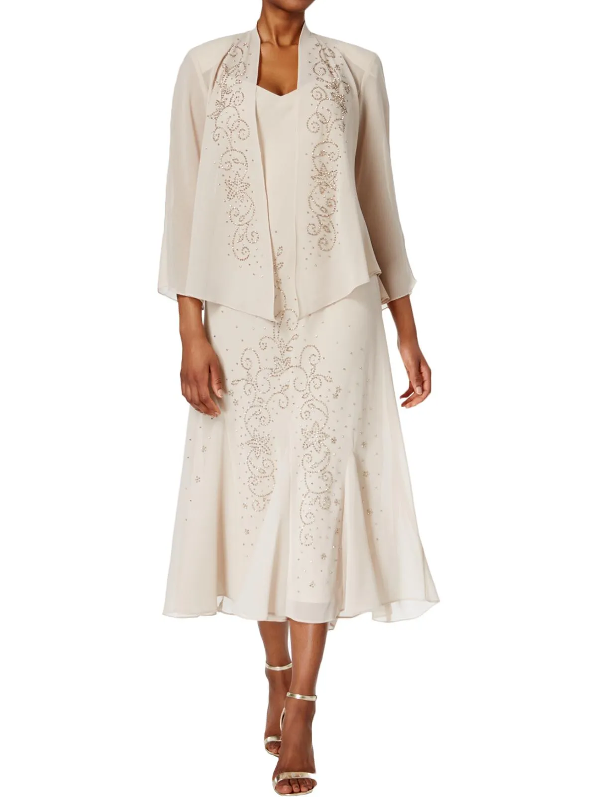 Womens Chiffon Sleeveless Dress With Jacket