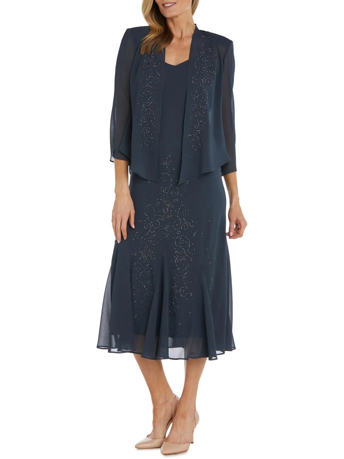 Womens Chiffon Sleeveless Dress With Jacket