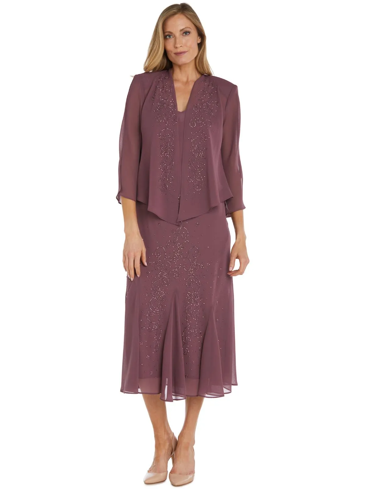 Womens Chiffon Sleeveless Dress With Jacket