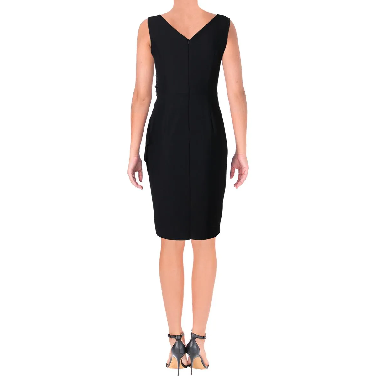 Womens Embellished Faux-Wrap Cocktail And Party Dress