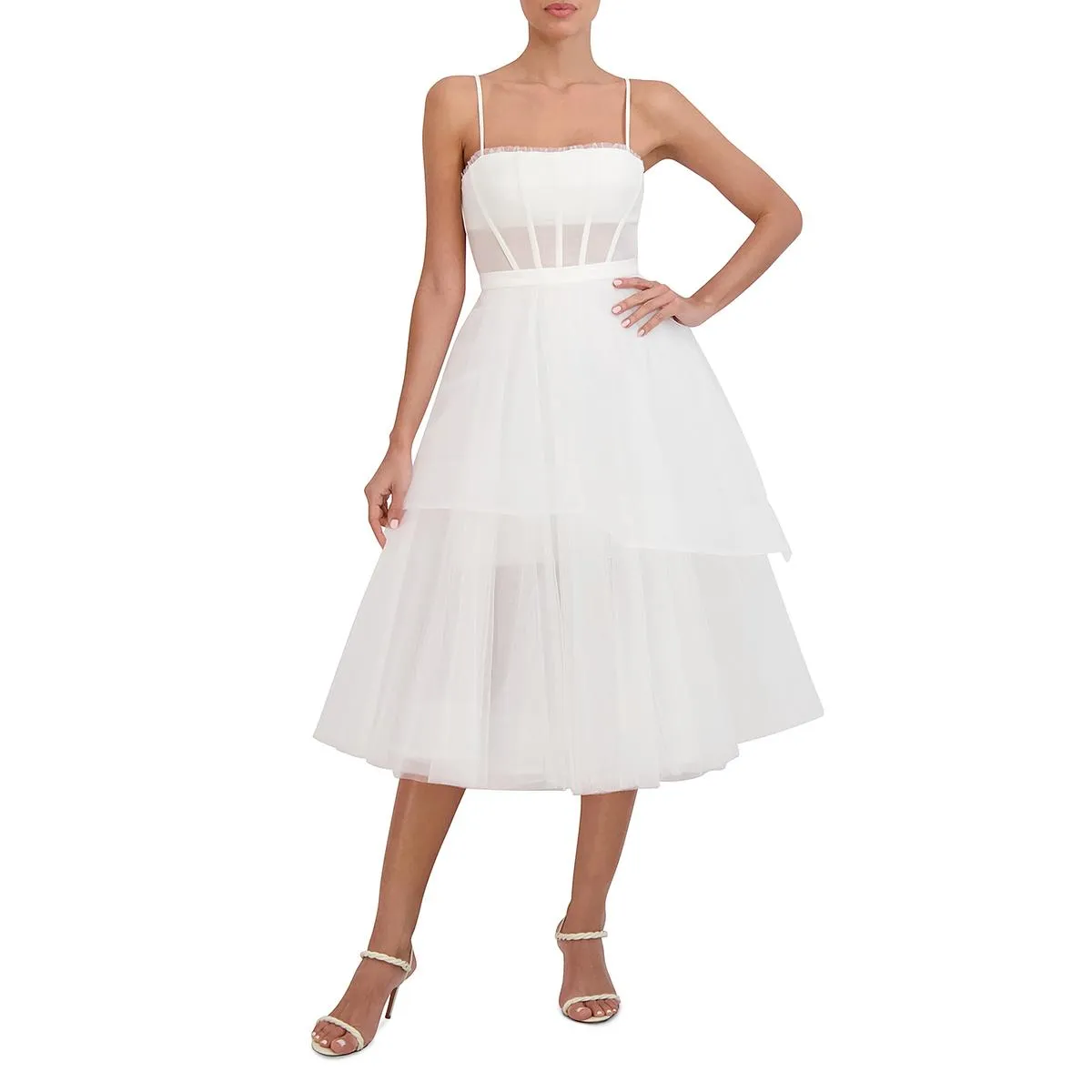 Womens Tulle Prom Midi Dress